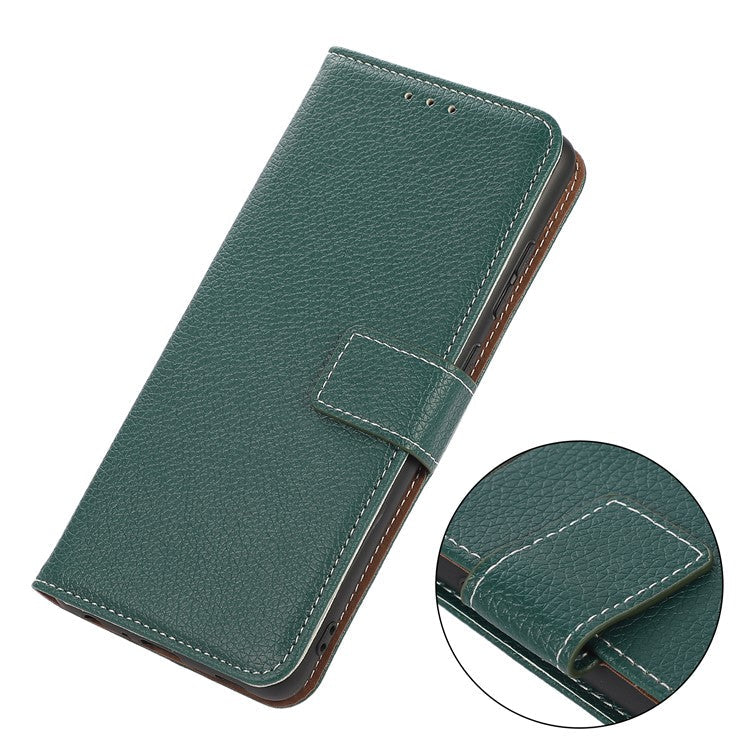 Stand Design Litchi Texture Leather Wallet Protective Cover Case for Oppo A93 5G/A74 5G/A54 5G - Green