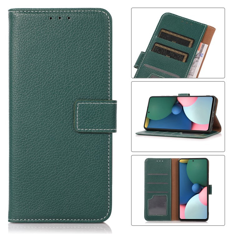 Stand Design Litchi Texture Leather Wallet Protective Cover Case for Oppo A93 5G/A74 5G/A54 5G - Green