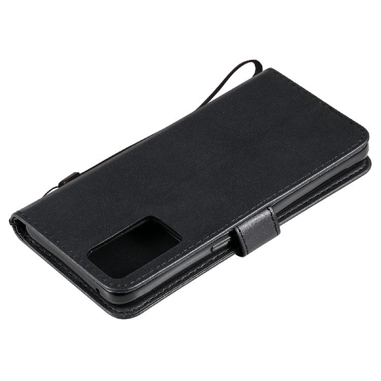 KT Leather Series-2 Anti-scratch Well Protected Pure Color Leather Phone Case for Oppo Reno6 5G - Black