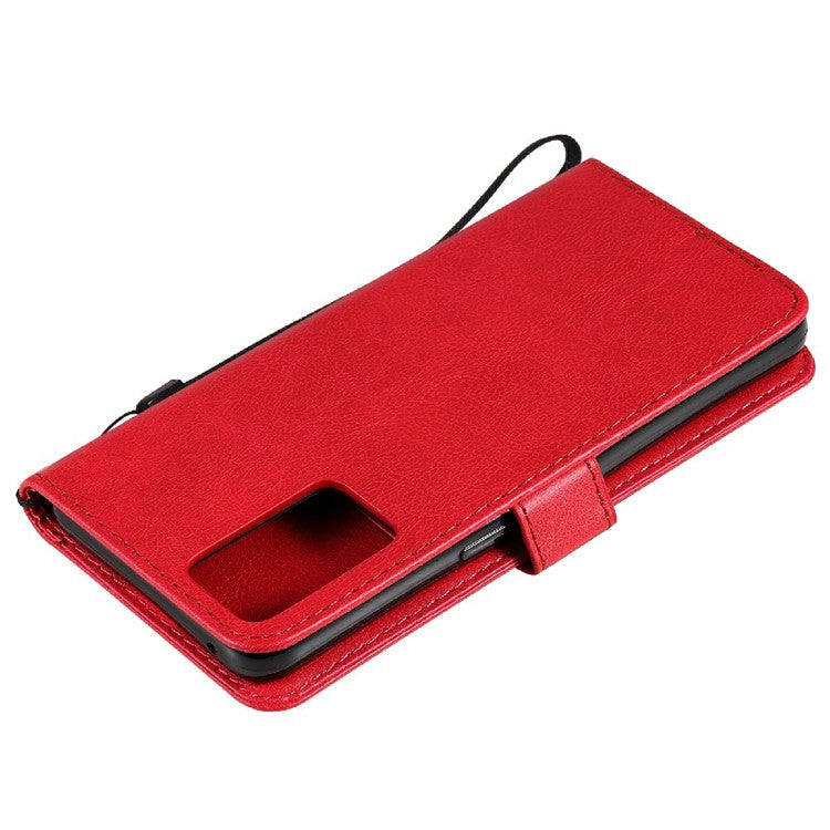 KT Leather Series-2 Anti-scratch Well Protected Pure Color Leather Phone Case for Oppo Reno6 5G - Red
