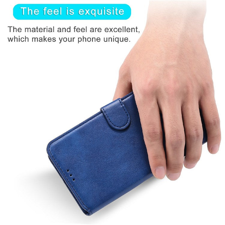 Shockproof PU Leather Wallet Stand Folio Flip Phone Cover for Oppo Reno6 Pro+ 5G/Pro 5G (Snapdragon) - Blue