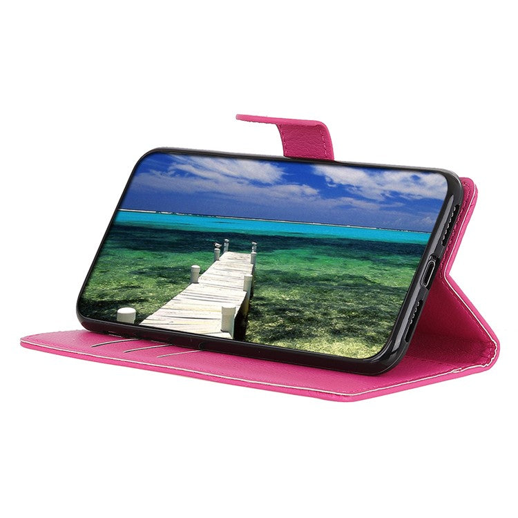 Litchi Texture PU Leather Phone Wallet Flip Case Cover for Oppo A16/A16s/A54s - Rose