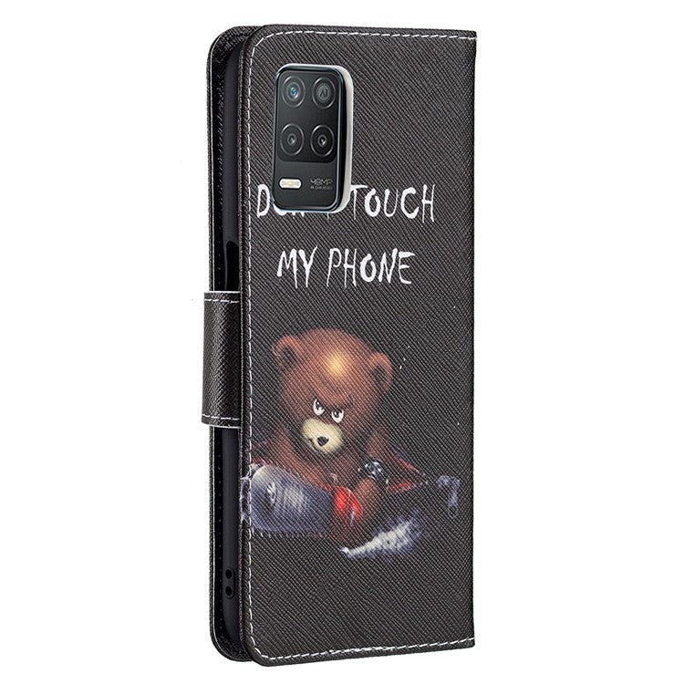 Wallet Stand Design Folio Flip Pattern Printing Magnetic Leather Case for Realme 8 5G/V13 5G/Narzo 30 5G - Bear