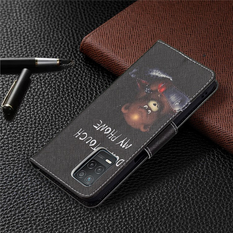 Wallet Stand Design Folio Flip Pattern Printing Magnetic Leather Case for Realme 8 5G/V13 5G/Narzo 30 5G - Bear