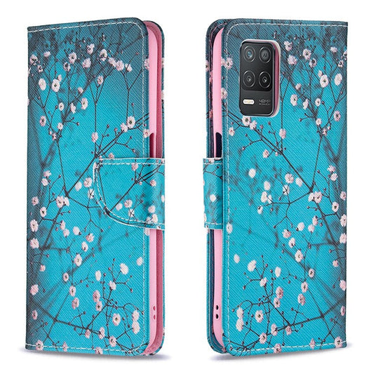 Wallet Stand Design Folio Flip Pattern Printing Magnetic Leather Case for Realme 8 5G/V13 5G/Narzo 30 5G - Wintersweet