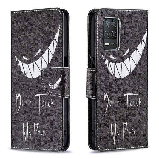 Wallet Stand Design Folio Flip Pattern Printing Magnetic Leather Case for Realme 8 5G/V13 5G/Narzo 30 5G - Snicker