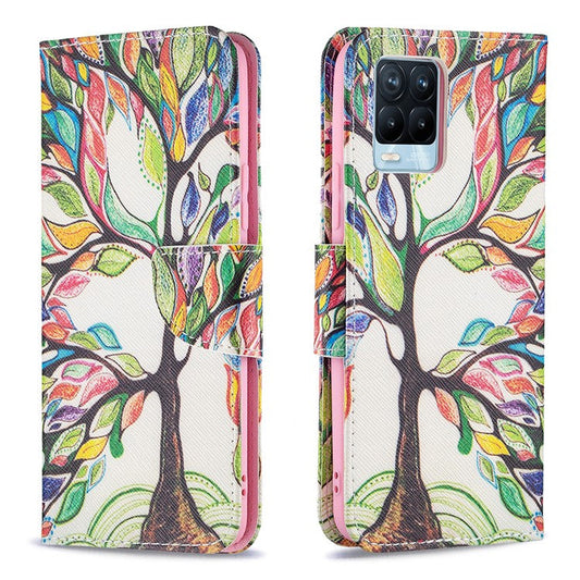 Wallet Design Anti-Drop Pattern Printing Magnetic Leather Stand Case for Realme 8/8 Pro - Life Tree