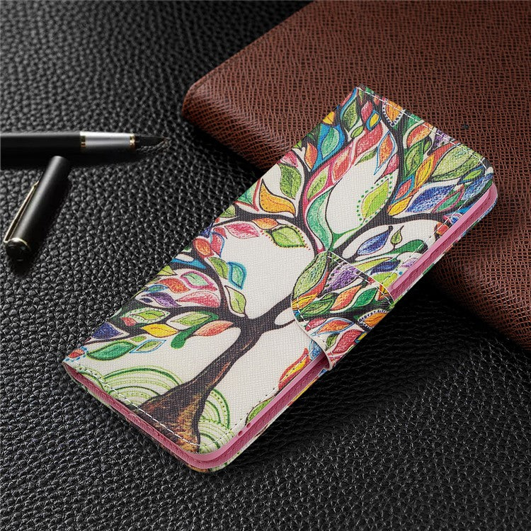 Wallet Design Anti-Drop Pattern Printing Magnetic Leather Stand Case for Realme 8/8 Pro - Life Tree