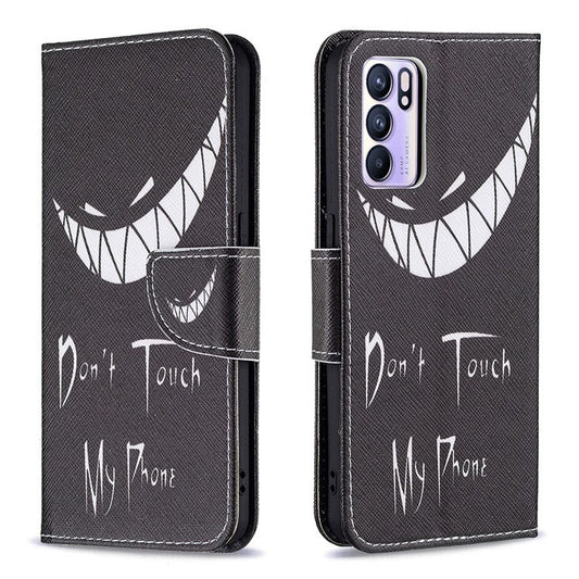 Pattern Printing Drop-Resistant Magnetic Leather Wallet Case with Stand for Oppo Reno6 5G - Snicker