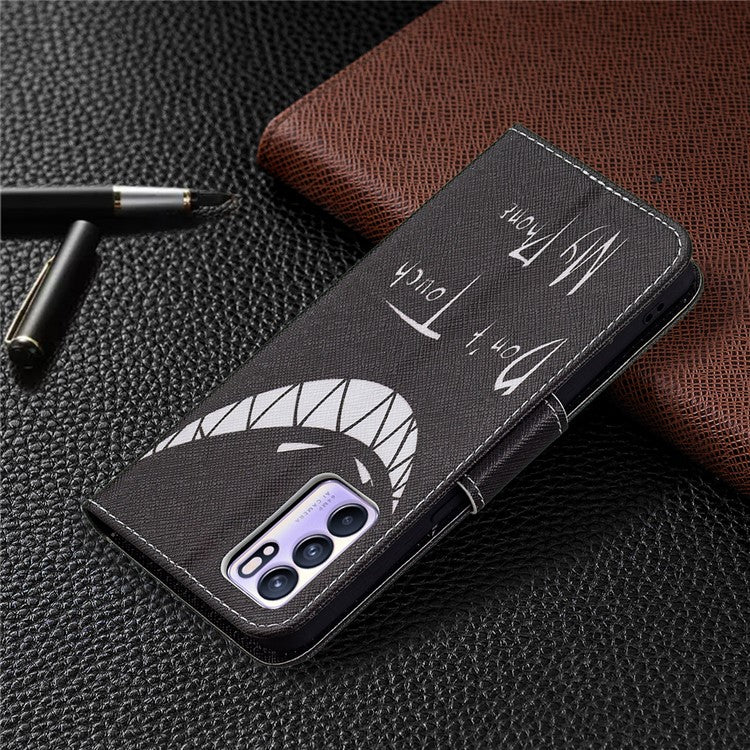 Pattern Printing Drop-Resistant Magnetic Leather Wallet Case with Stand for Oppo Reno6 5G - Snicker