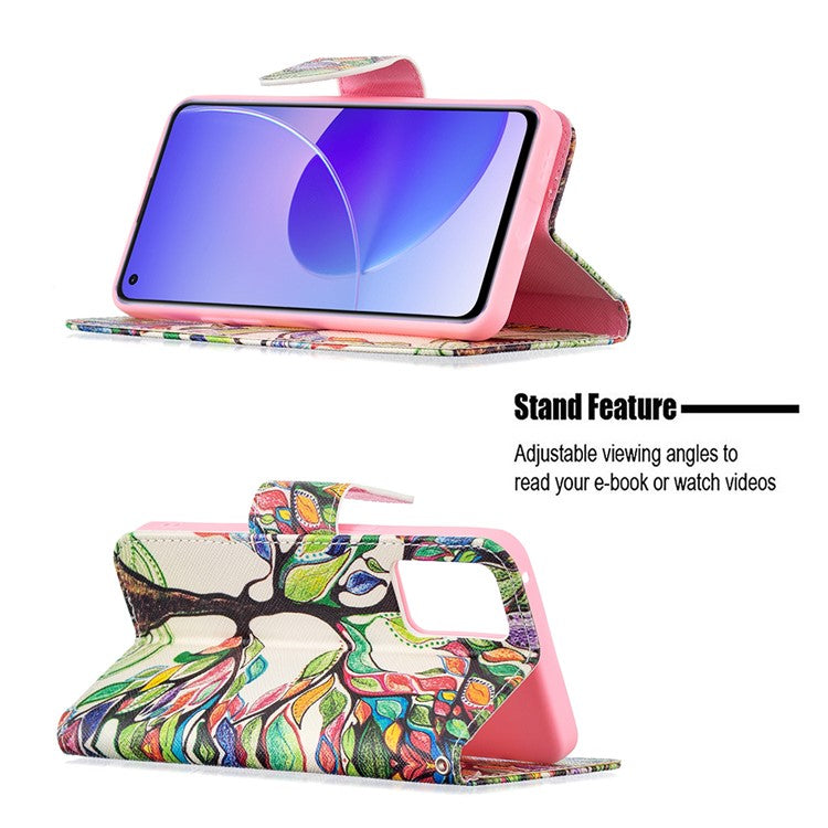 Pattern Printing Drop-Resistant Magnetic Leather Wallet Case with Stand for Oppo Reno6 5G - Life Tree