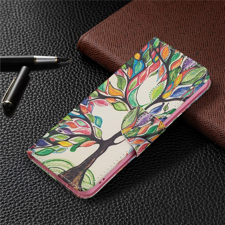 Pattern Printing Drop-Resistant Magnetic Leather Wallet Case with Stand for Oppo Reno6 5G - Life Tree