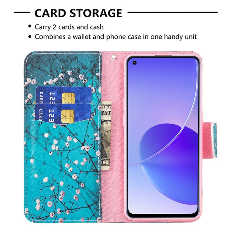 Pattern Printing Drop-Resistant Magnetic Leather Wallet Case with Stand for Oppo Reno6 5G - Wintersweet
