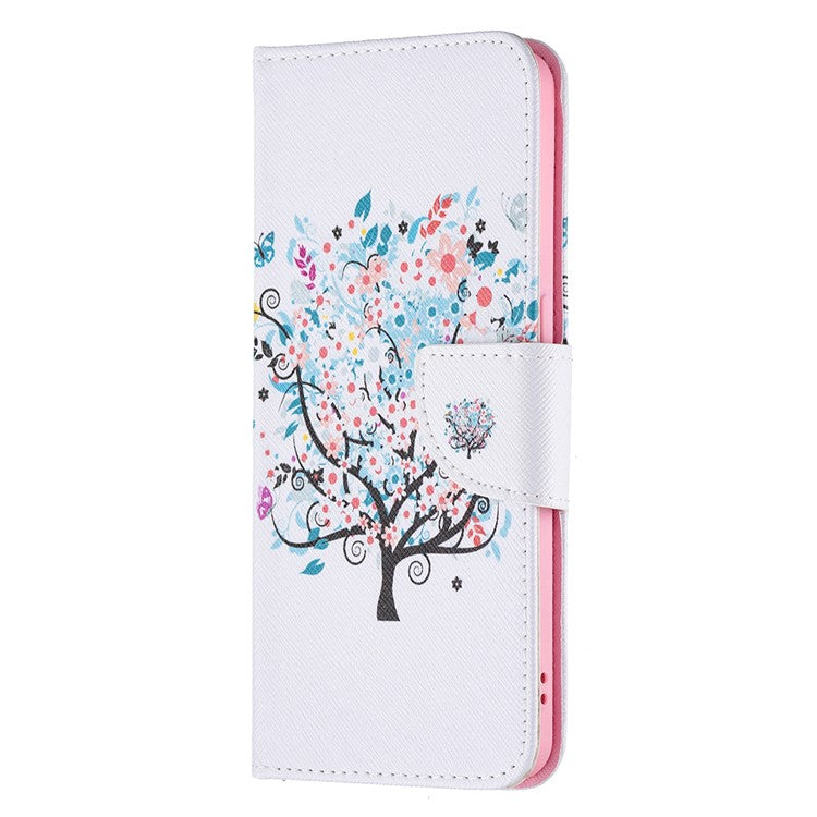 Pattern Printing Drop-Resistant Magnetic Leather Wallet Case with Stand for Oppo Reno6 5G - Flower Tree