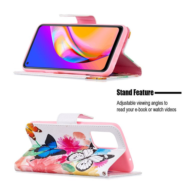 Magnetic Closure Wallet Pattern Printing Leather Stand Case for Oppo A94 5G/F19 Pro+ 5G/Reno5 Z 5G - Vivid Butterflies