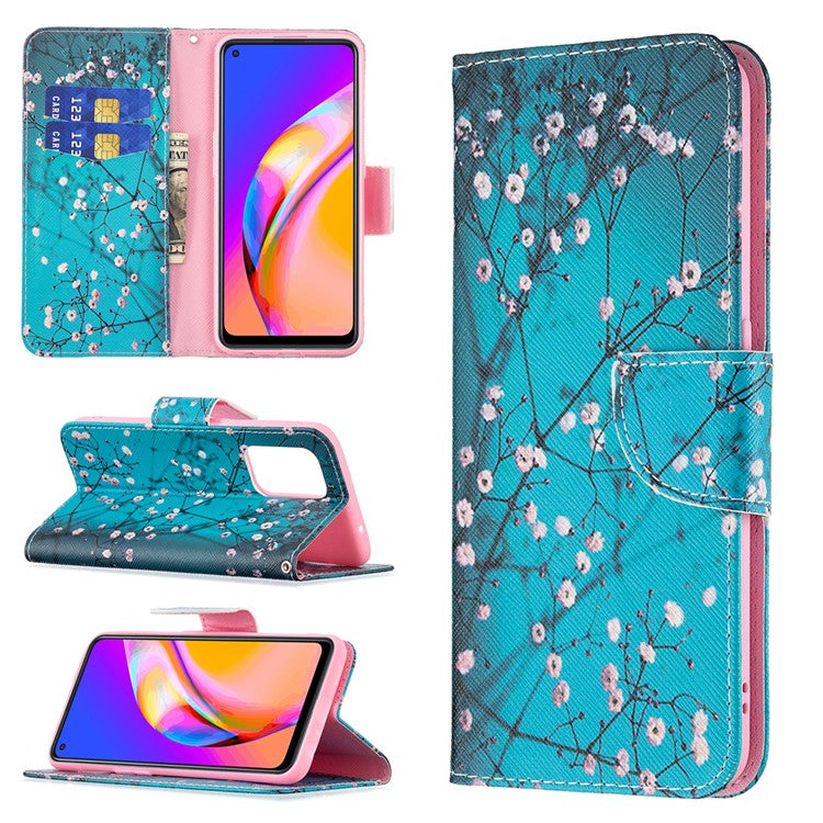 Magnetic Closure Wallet Pattern Printing Leather Stand Case for Oppo A94 5G/F19 Pro+ 5G/Reno5 Z 5G - Wintersweet