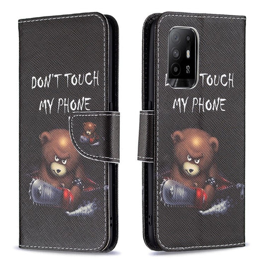 Magnetic Closure Wallet Pattern Printing Leather Stand Case for Oppo A94 5G/F19 Pro+ 5G/Reno5 Z 5G - Bear