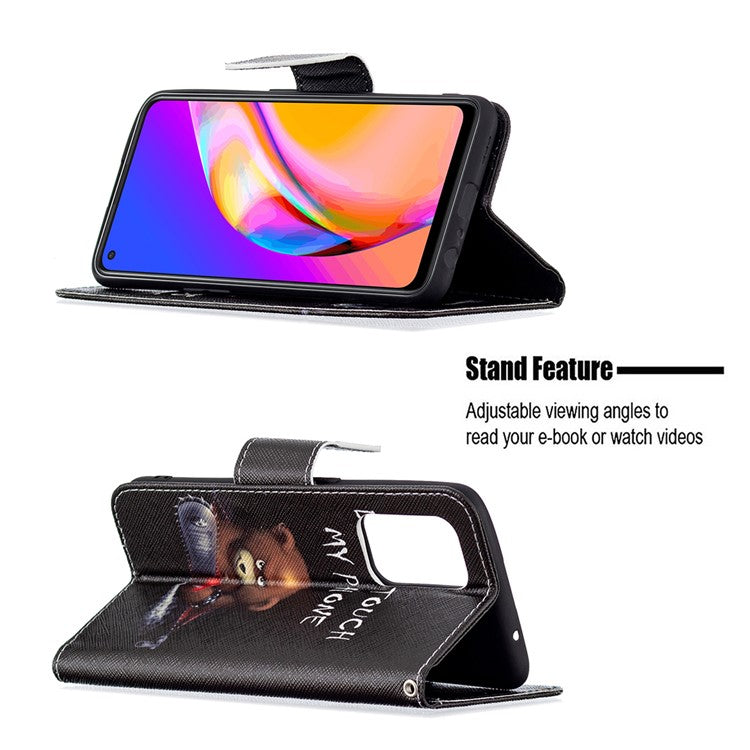Magnetic Closure Wallet Pattern Printing Leather Stand Case for Oppo A94 5G/F19 Pro+ 5G/Reno5 Z 5G - Bear