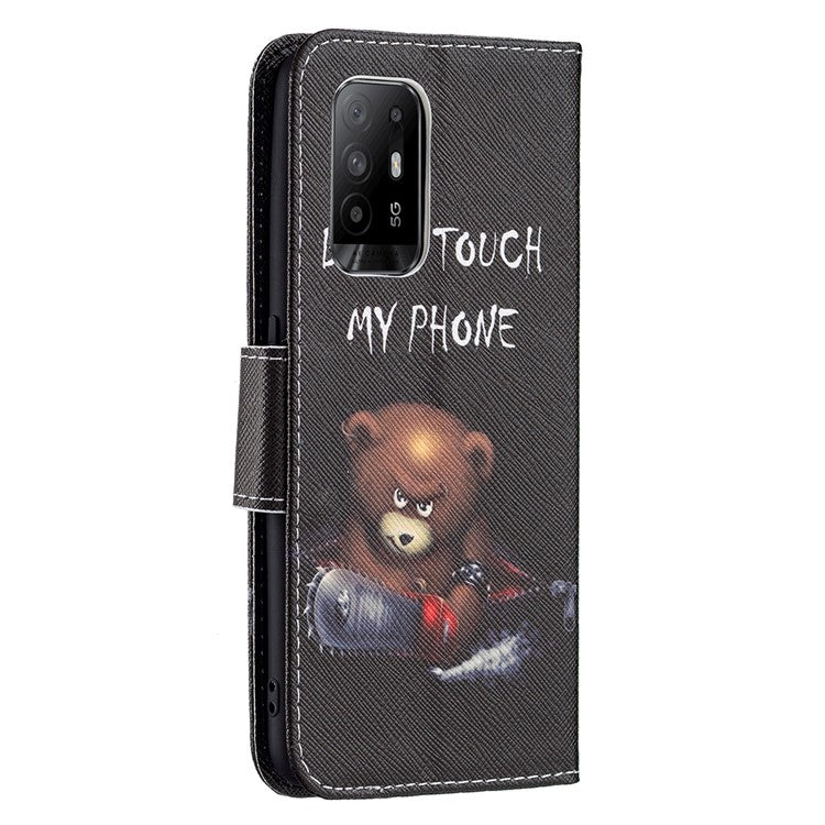 Magnetic Closure Wallet Pattern Printing Leather Stand Case for Oppo A94 5G/F19 Pro+ 5G/Reno5 Z 5G - Bear