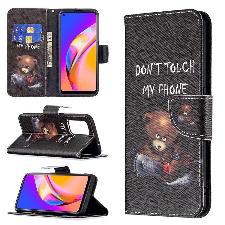 Magnetic Closure Wallet Pattern Printing Leather Stand Case for Oppo A94 5G/F19 Pro+ 5G/Reno5 Z 5G - Bear