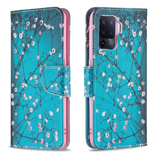 Pattern Printing Leather + Soft TPU Inner Case with Wallet Stand for Oppo A94/Reno5 F/F19 Pro - Wintersweet