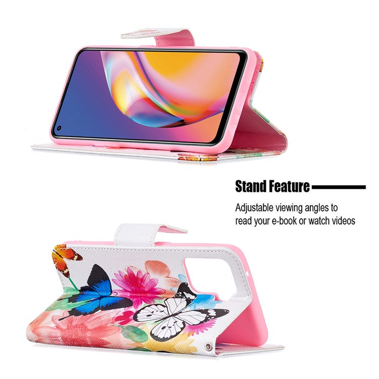 Pattern Printing Leather + Soft TPU Inner Case with Wallet Stand for Oppo A94/Reno5 F/F19 Pro - Vivid Butterflies