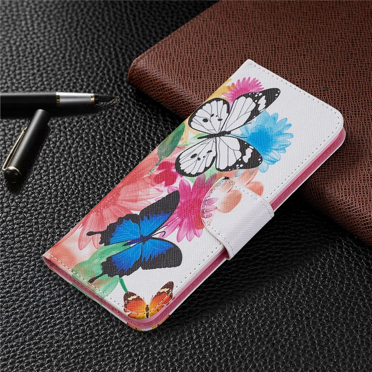 Pattern Printing Leather + Soft TPU Inner Case with Wallet Stand for Oppo A94/Reno5 F/F19 Pro - Vivid Butterflies