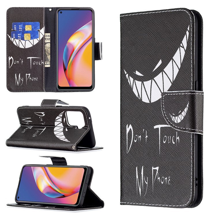 Pattern Printing Leather + Soft TPU Inner Case with Wallet Stand for Oppo A94/Reno5 F/F19 Pro - Snicker