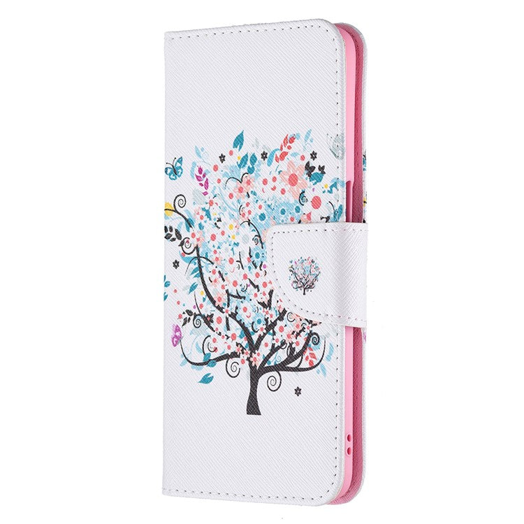 Pattern Printing Good Hand -Hold Feeling Leather Wallet Stand Case for Oppo A74 5G/A93 5G/A54 5G - Flower Tree