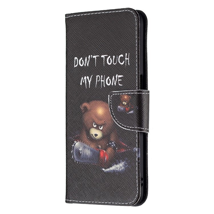 Pattern Printing Good Hand -Hold Feeling Leather Wallet Stand Case for Oppo A74 5G/A93 5G/A54 5G - Bear