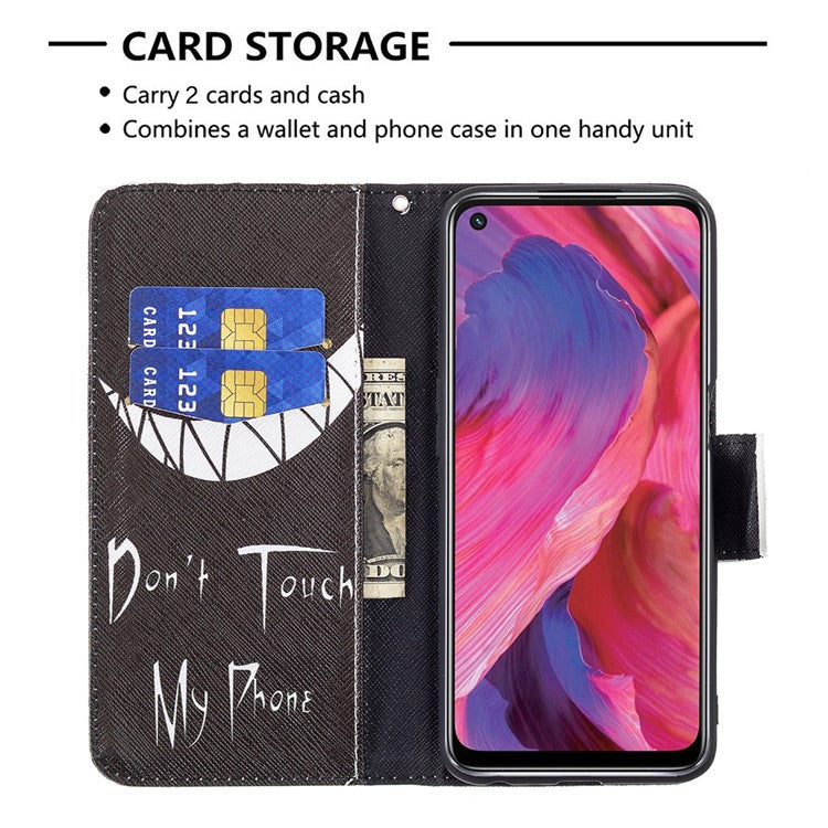 Pattern Printing Good Hand -Hold Feeling Leather Wallet Stand Case for Oppo A74 5G/A93 5G/A54 5G - Snicker