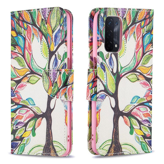 Pattern Printing Good Hand -Hold Feeling Leather Wallet Stand Case for Oppo A74 5G/A93 5G/A54 5G - Life Tree