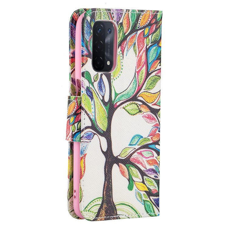 Pattern Printing Good Hand -Hold Feeling Leather Wallet Stand Case for Oppo A74 5G/A93 5G/A54 5G - Life Tree