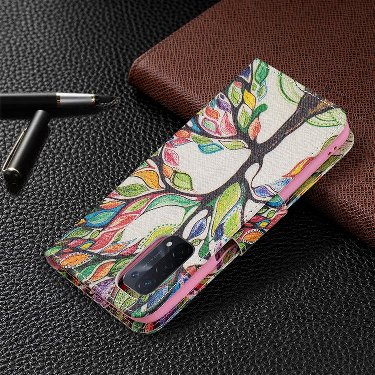 Pattern Printing Good Hand -Hold Feeling Leather Wallet Stand Case for Oppo A74 5G/A93 5G/A54 5G - Life Tree
