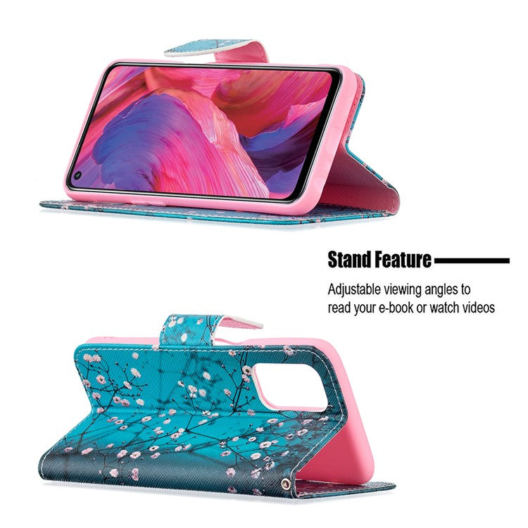 Pattern Printing Good Hand -Hold Feeling Leather Wallet Stand Case for Oppo A74 5G/A93 5G/A54 5G - Wintersweet