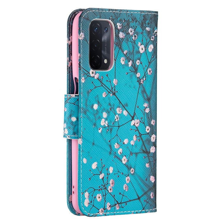 Pattern Printing Good Hand -Hold Feeling Leather Wallet Stand Case for Oppo A74 5G/A93 5G/A54 5G - Wintersweet