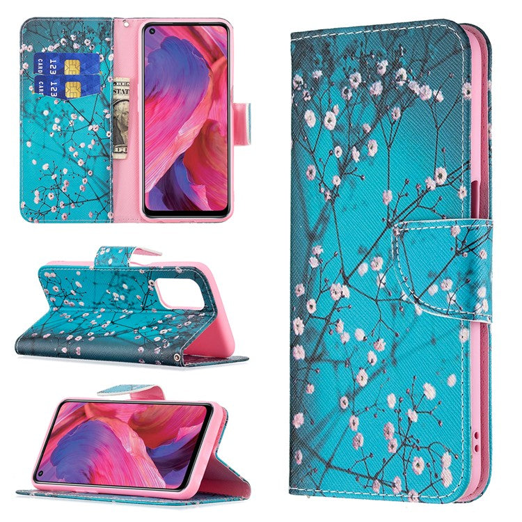 Pattern Printing Good Hand -Hold Feeling Leather Wallet Stand Case for Oppo A74 5G/A93 5G/A54 5G - Wintersweet