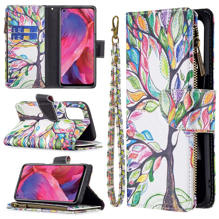 Shock-Absorbed Zippered Wallet Design BF03 Pattern Printing Full Protection Leather Stand Phone Cover for Oppo A74 5G/A93 5G/A54 5G - Life Tree