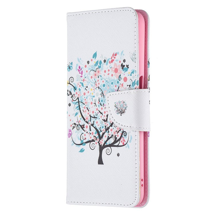 Wallet Design Drop-Resistant Pattern Printing Magnetic Leather Case with Adjustable Stand for Oppo A54 4G / A54s / A16 / A16s / A55 5G - Flower Tree