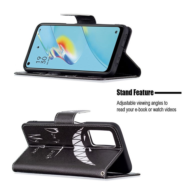 Wallet Design Drop-Resistant Pattern Printing Magnetic Leather Case with Adjustable Stand for Oppo A54 4G / A54s / A16 / A16s / A55 5G - Snicker
