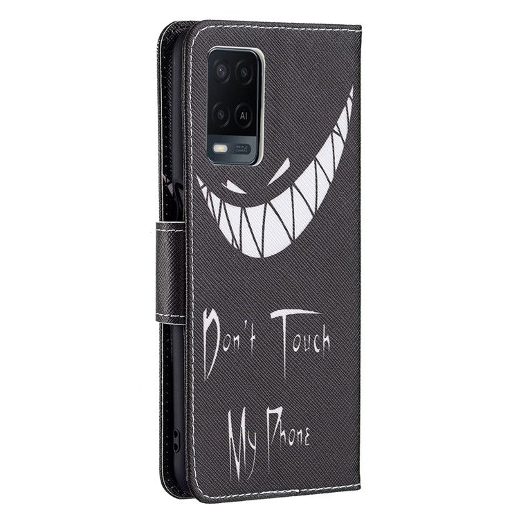 Wallet Design Drop-Resistant Pattern Printing Magnetic Leather Case with Adjustable Stand for Oppo A54 4G / A54s / A16 / A16s / A55 5G - Snicker