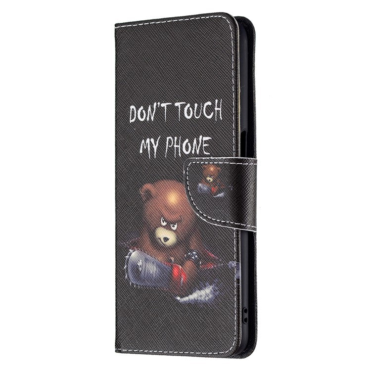Wallet Design Drop-Resistant Pattern Printing Magnetic Leather Case with Adjustable Stand for Oppo A54 4G / A54s / A16 / A16s / A55 5G - Bear
