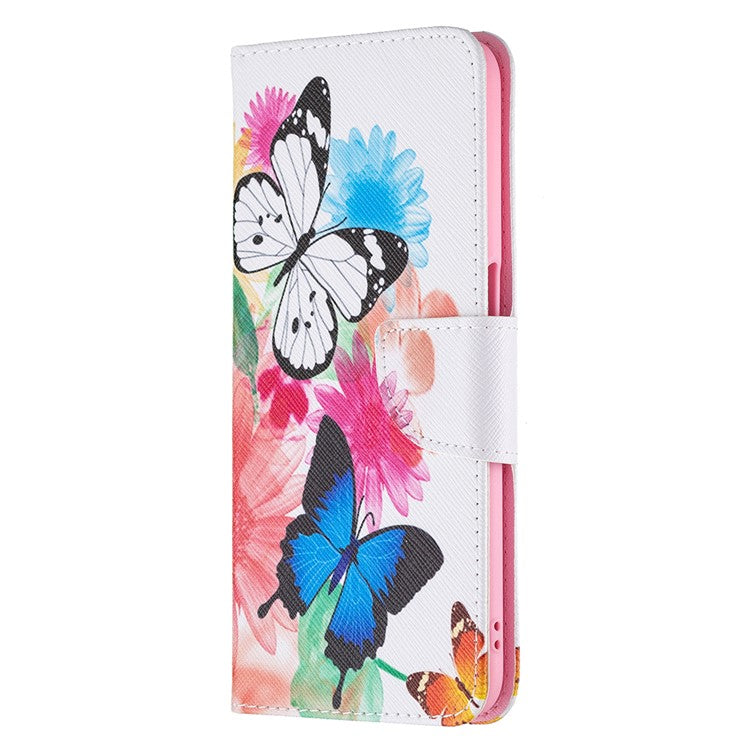 Wallet Design Drop-Resistant Pattern Printing Magnetic Leather Case with Adjustable Stand for Oppo A54 4G / A54s / A16 / A16s / A55 5G - Vivid Butterflies