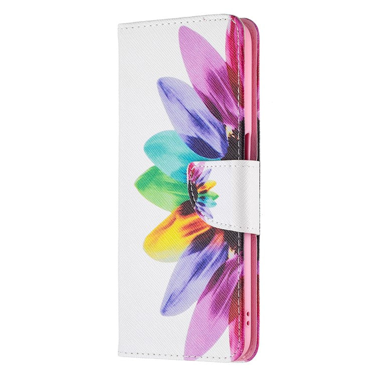 Wallet Design Drop-Resistant Pattern Printing Magnetic Leather Case with Adjustable Stand for Oppo A54 4G / A54s / A16 / A16s / A55 5G - Sunflower