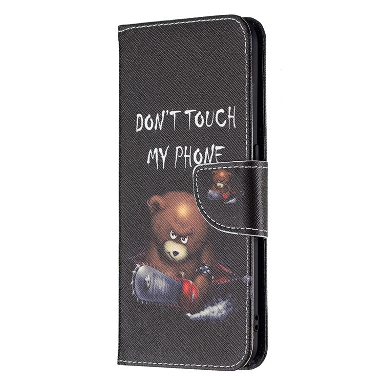 Pattern Printing Textured Leather Wallet Stand Case with Magnetic Clasp Closure for Oppo A74 4G/F19 4G - Bear