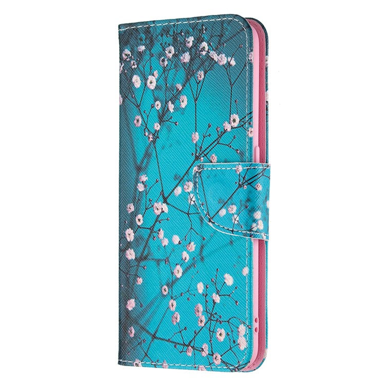 Pattern Printing Textured Leather Wallet Stand Case with Magnetic Clasp Closure for Oppo A74 4G/F19 4G - Wintersweet