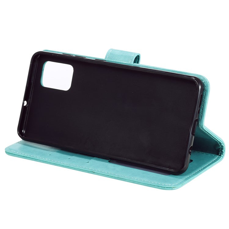 PU Leather Imprinted Mandala Pattern Wallet Stand Case with Strap for Oppo Reno6 Pro 5G (MediaTek) - Green