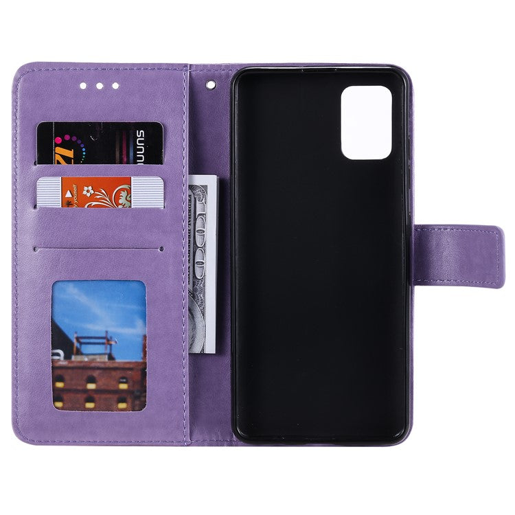 Phone Case Cover PU Leather Imprinted Mandala Pattern Wallet Stand Case for Oppo Reno6 5G - Purple