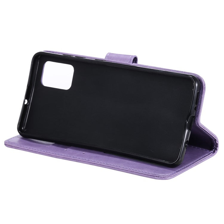 Phone Case Cover PU Leather Imprinted Mandala Pattern Wallet Stand Case for Oppo Reno6 5G - Purple
