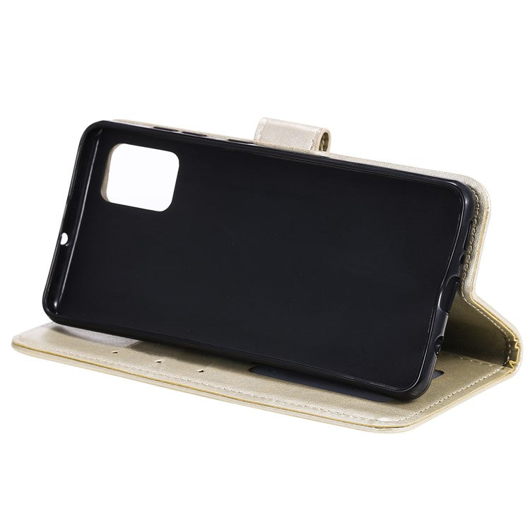 Phone Case Cover PU Leather Imprinted Mandala Pattern Wallet Stand Case for Oppo Reno6 5G - Gold